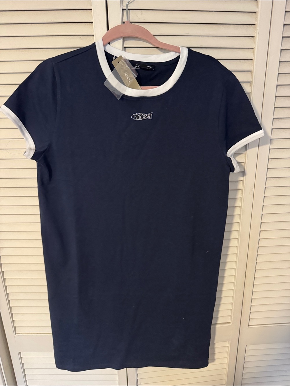 J. Crew Navy Tee Dress with White Trim